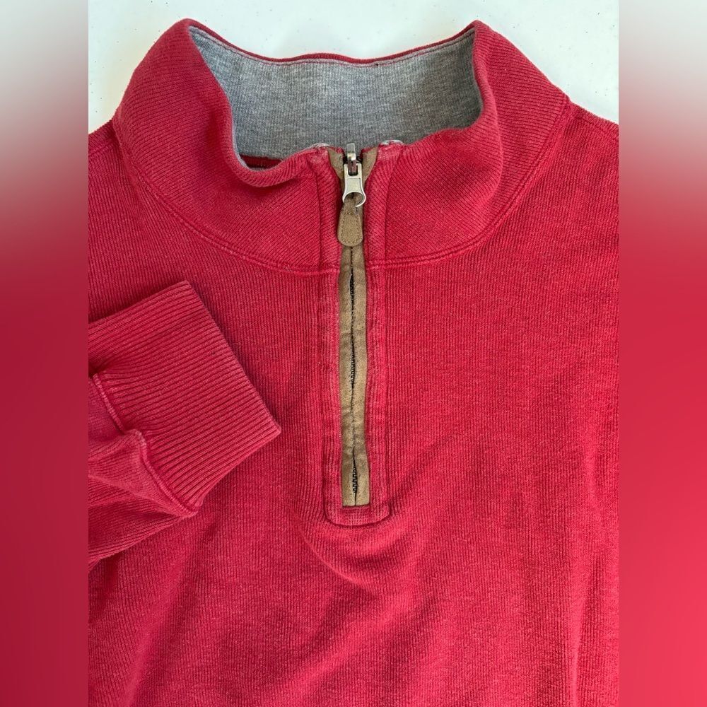 Cremieux Men's Red Light Gray‎ Reversible 1/4 Zip Long Sleeve Pullover Jacket